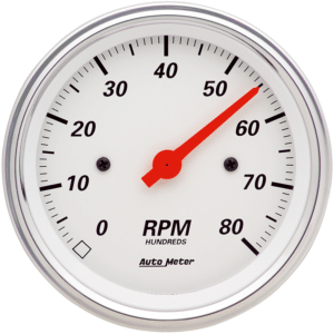 1390 Auto Meter Arctic White 3 3/8" In-Dash 8,000 RPM Tachometer
