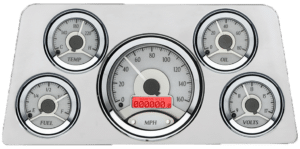 1960-1961 GMC Truck Billet Aluminum 5 Gauge Direct Fit Panel w/ Dakota Digital VHX-1050 Silver Alloy Gauges