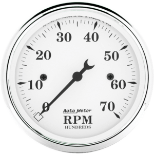1695 Auto Meter Old White 3-1/8" In-Dash 7,000 RPM Tachometer
