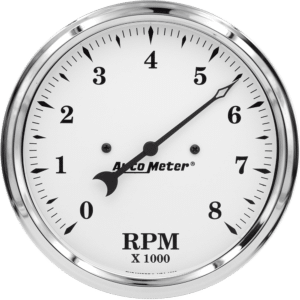 1699 Auto Meter Old Tyme White 5" In-Dash 8,000 RPM Tachometer