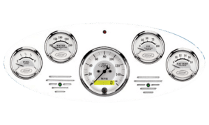 1934 Ford Truck Billet Aluminum Gauge Panel w/ Auto Meter Ford Masterpiece Silver Gauges