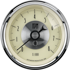 2097 Auto Meter Prestige Antique Ivory 3 3/8" In-Dash 8,000 RPM Tachometer