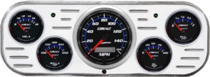 1937-1938 Chevy Car Aluminum Gauge Panel w/ Auto Meter Cobalt Gauges