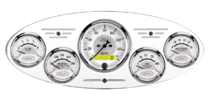 1932 Ford Car Aluminum Gauge Panel w/ Auto Meter Ford Masterpiece Silver Gauges