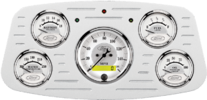 1933-1934 Ford Car Billet Aluminum Gauge Panel w/ Auto Meter Ford Masterpiece Silver Gauges