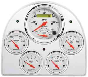 1952-1953 Ford Car Billet Aluminum Gauge Panel w/ Auto Meter Street Rod Series Gauges (Speedo/Tach)