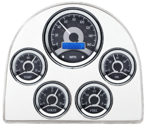 1952-1953 Ford Car Billet Aluminum Gauge Panel w/ Dakota Digital VHX-1050 Black Alloy Gauges