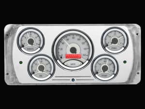 1937 Dodge Car Billet Aluminum Gauge Panel w/ Dakota Digital VHX-1050 Silver Alloy Gauges