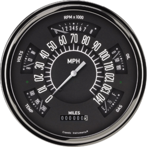 1949-1950 Chevy Car Black "ClassicLine" Six-Instrument Package By Classic Instruments